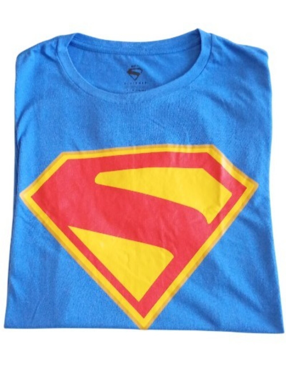 Superman Shirt Mens Classic Logo Blue Graphic Tee DC Comics Merchandise Size L